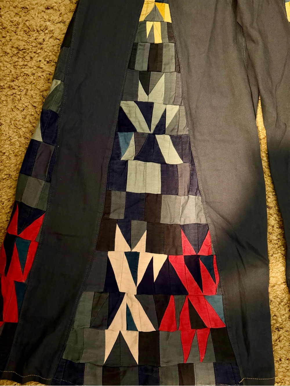 Free People We The Free Navy Wide-Leg Patchwork Embroidered Pants NWT SZ 29 - Picture 10 of 16